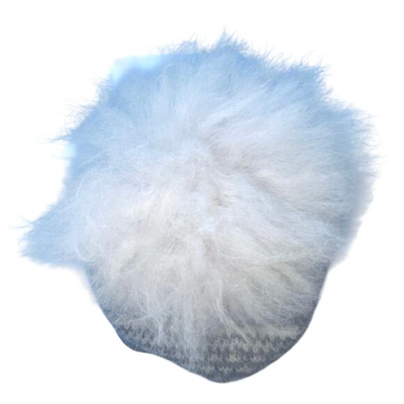Samantha Holmes Alpaca Fair Isle Beanie Hat Grey White Luxury Pom Wool Peru main image 8